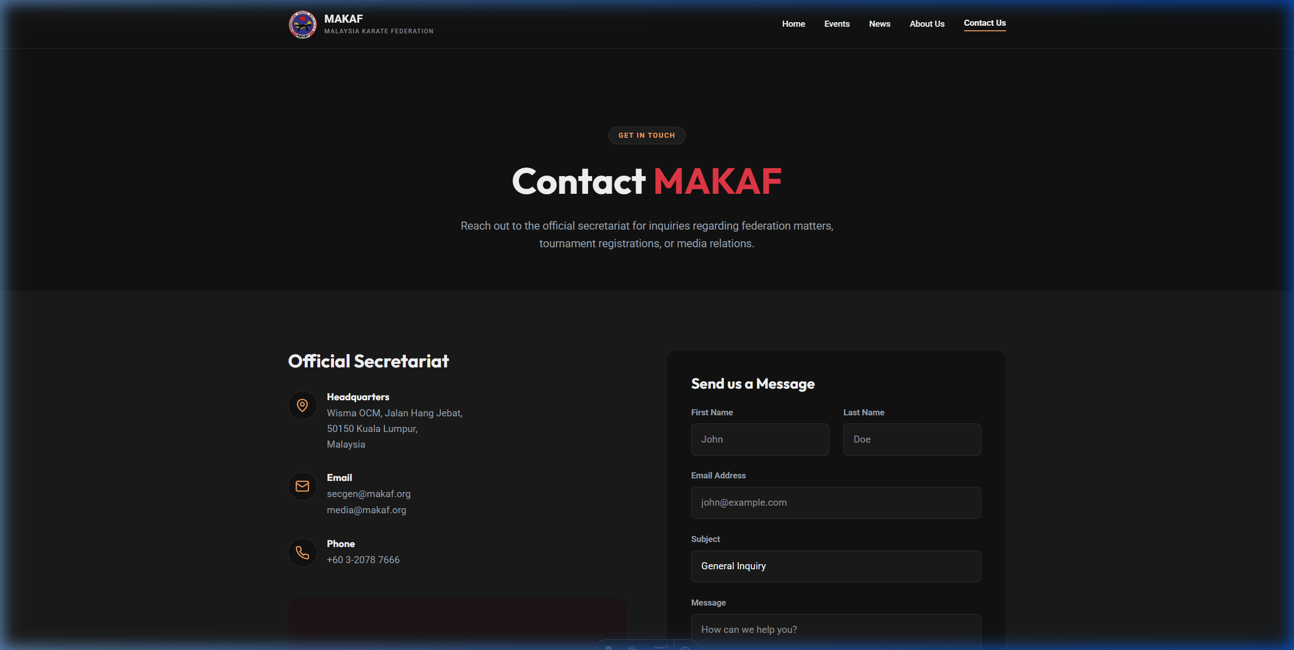 MAKAF Contact Page